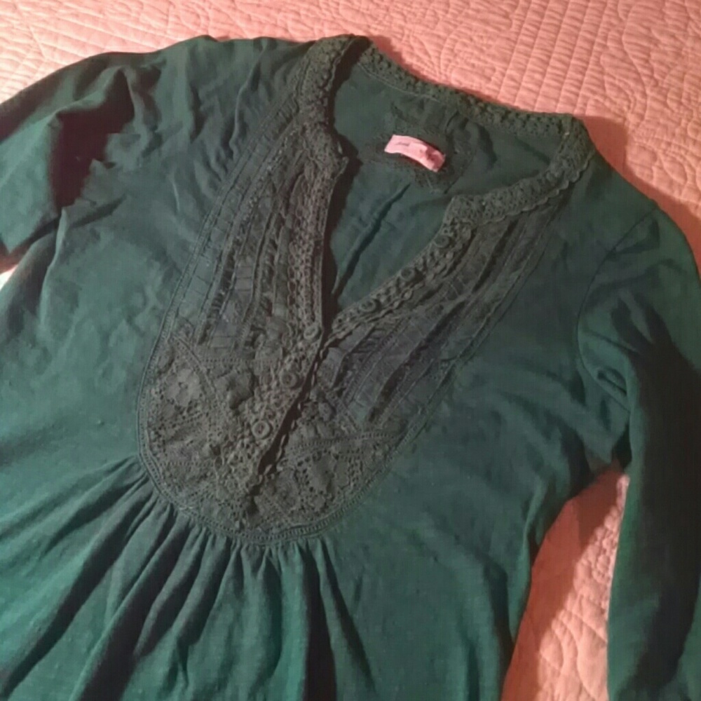 Great green babydoll Anthropologie top